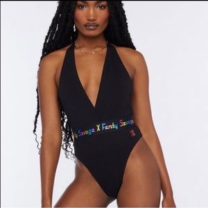 Savage X Fenty Bodysuit with Rainbow Logo NWT